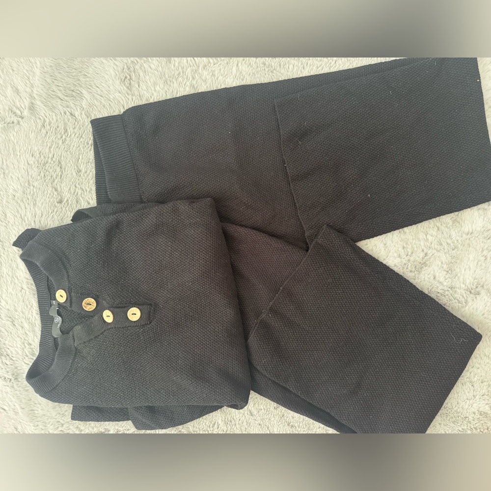 Women's Black Button-Up Sweater Set